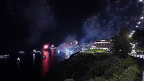 Vibrant New Year's Eve Fireworks Light Up the Night Sky Over Boats in Funchal, Madeira, Portugal - Powered by Shutterstock - Get 15% off with code: PIKWIZARD15