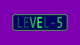 Level five text font with light animation. Level Up sign on pink background. - Powered by Shutterstock - Get 15% off with code: PIKWIZARD15