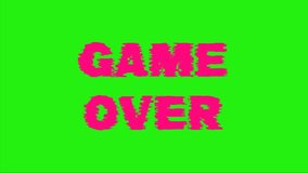 Game Over pink text animation in glitch style on green screen. 3D render. - Powered by Shutterstock - Get 15% off with code: PIKWIZARD15