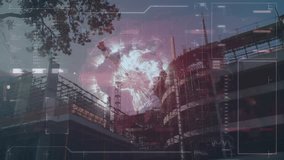 Animation of construction site showing digital interface with data and connections. Technology, innovation, network, future - Powered by Shutterstock - Get 15% off with code: PIKWIZARD15
