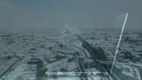 Digital network connections animation over aerial view of snowy urban landscape. Technology, connectivity, communication, innovation, virtual, cityscape - Powered by Shutterstock - Get 15% off with code: PIKWIZARD15