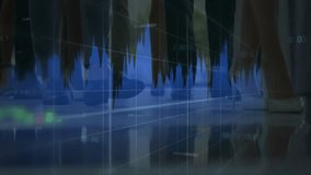 Financial data charts and graphs animation over people walking in background. Business, analytics, finance, economy, statistics, technology - Powered by Shutterstock - Get 15% off with code: PIKWIZARD15