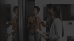 Animation of data error messages overlaying diverse group collaborating in office. Collaboration, teamwork, technology, problem-solving, diversity, innovation - Powered by Shutterstock - Get 15% off with code: PIKWIZARD15