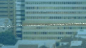 Data visualization animation over blurred cityscape with numerical values floating. digital, futuristic, analytics, information, technology, finance - Powered by Shutterstock - Get 15% off with code: PIKWIZARD15