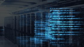 Digital code and data processing animation over servers in data center. Technology, cybersecurity, networking, computing - Powered by Shutterstock - Get 15% off with code: PIKWIZARD15