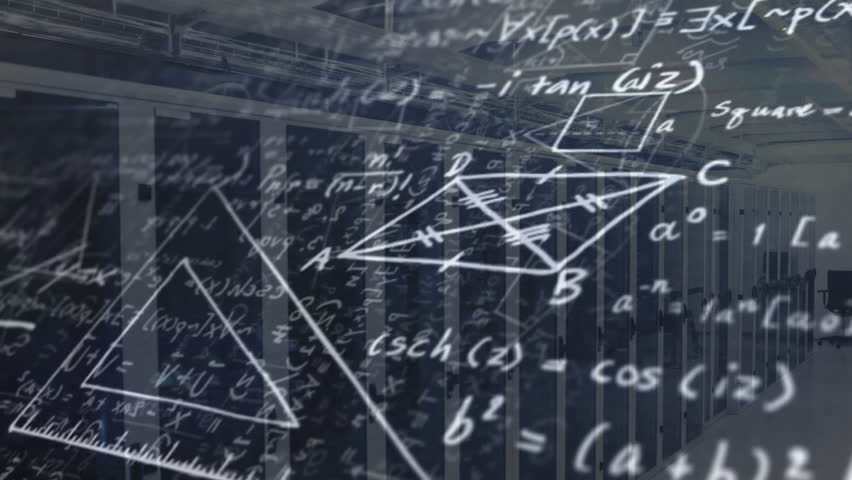 Overlaying mathematical equations and graphs in school animation, server room setting. Technology, innovation, mathematics, data, analysis, education - Powered by Shutterstock - Get 15% off with code: PIKWIZARD15
