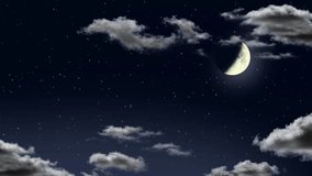 Serene half Moon Night Sky with Drifting Clouds:Looping Background - Powered by Shutterstock - Get 15% off with code: PIKWIZARD15