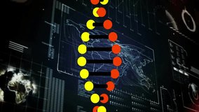 DNA strand with binary coding, processing scientific data in animation style. Biotechnology, genetics, data processing, digital, molecular, animated - Powered by Shutterstock - Get 15% off with code: PIKWIZARD15