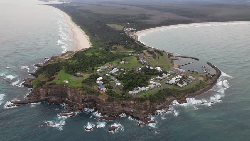 Crowdy Headland On The Coast Of New South Wales, Australia - Aerial Drone Shot