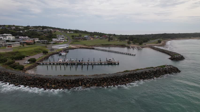 Crowdy Head Boat Harbour At Crowdy Head, NSW Australia - Drone Shot