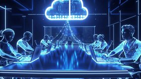 The Digital City Big Data Cloud Technology Smart Office Data Storage and Transfer Server Room AI Urban Transportation 3D animation - Powered by Shutterstock - Get 15% off with code: PIKWIZARD15