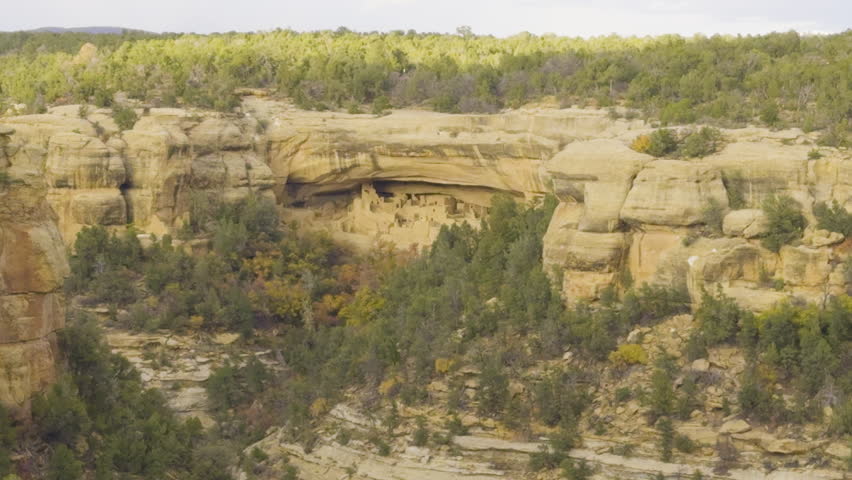 Mesa Verde Cliff Dwellings Aerial View, Ancient Ruins