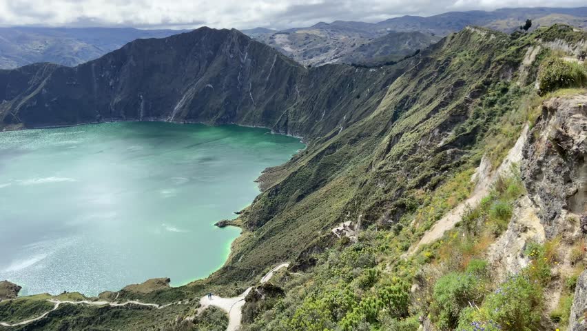 Quilotoa crater Lake Ecuador Ecuadorian Andes caldera viewpoint landscape