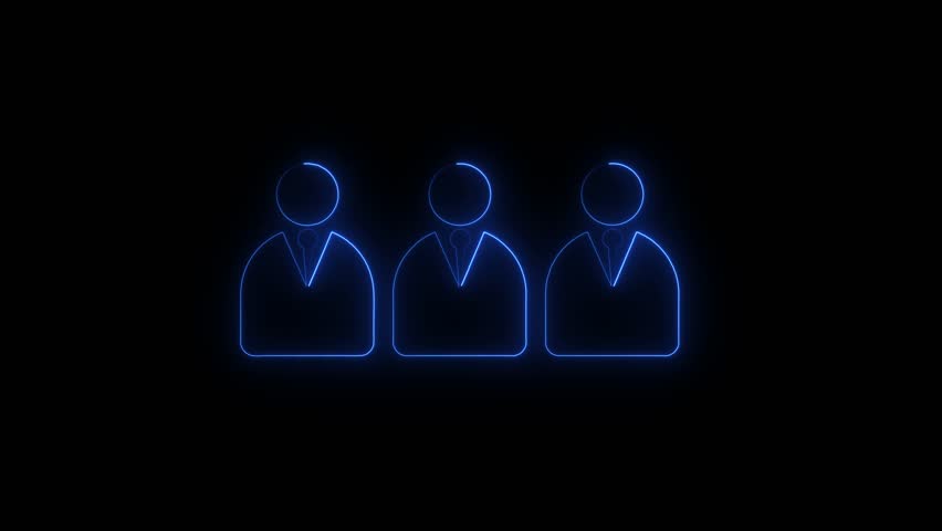 Double person user icon.profile icon. Glowing neon person or people sign animation. Security shield icon with profile icons .4k animation