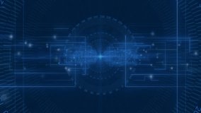 Animation showing game controller outline on digital circuit with blue glowing effects. Technology, gaming, electronics, futuristic, neon, virtual - Powered by Shutterstock - Get 15% off with code: PIKWIZARD15