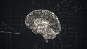 Digital animation of brain with geometric shapes and lines on dark background. Brainstorming, neuroscience, technology, futuristic, digital art, abstract - Powered by Shutterstock - Get 15% off with code: PIKWIZARD15