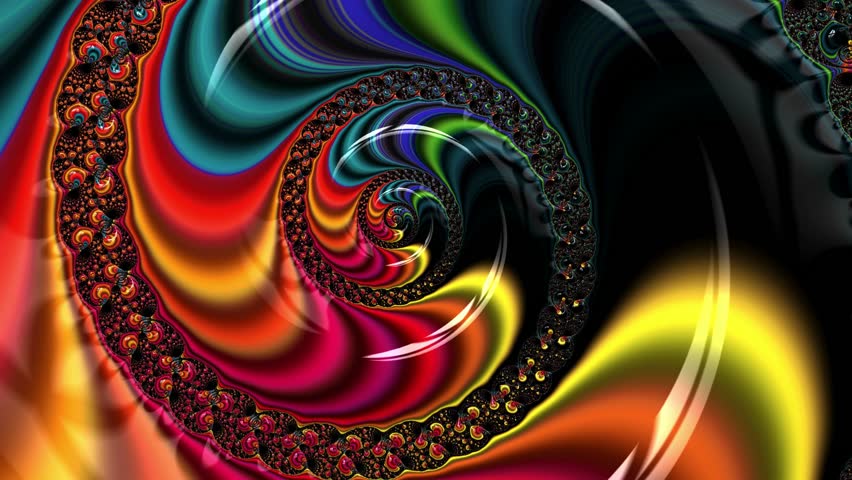 A mesmerizing fractal spiral with vivid swirling colors, creating a hypnotic and psychedelic abstract pattern.