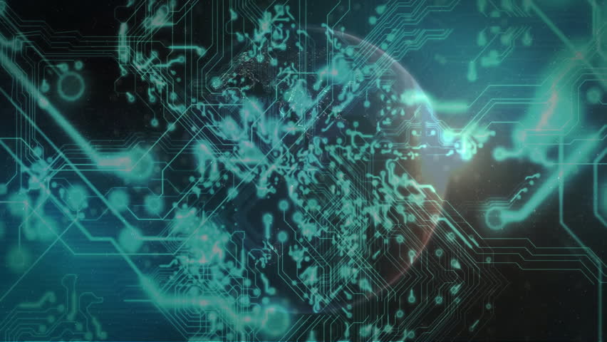 Animation of glowing globe with digital circuit patterns, showing global connectivity. futuristic, technology, network, innovation, virtual, earth - Powered by Shutterstock - Get 15% off with code: PIKWIZARD15