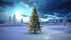 Season's Greetings animation with Christmas tree and glowing heart lights in snow. holiday, festive, celebration, winter, decoration, seasonal - Powered by Shutterstock - Get 15% off with code: PIKWIZARD15
