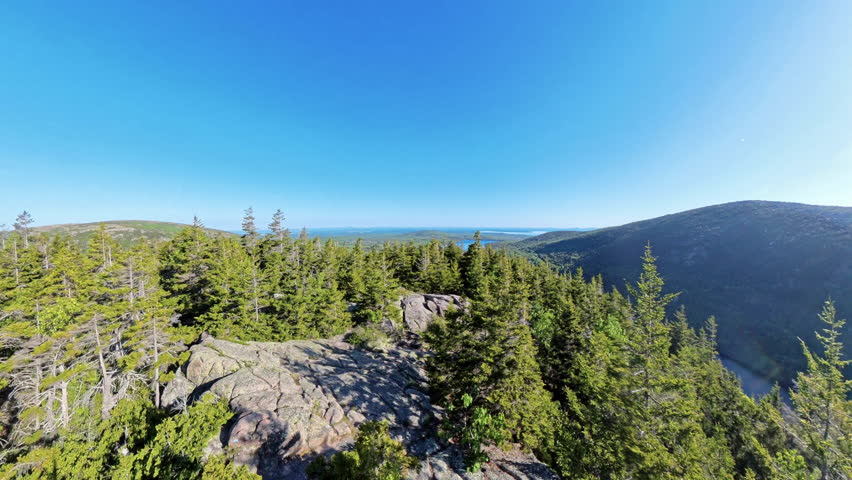Blue Sky Day from Pemetic Mountain in Acadia National Park
