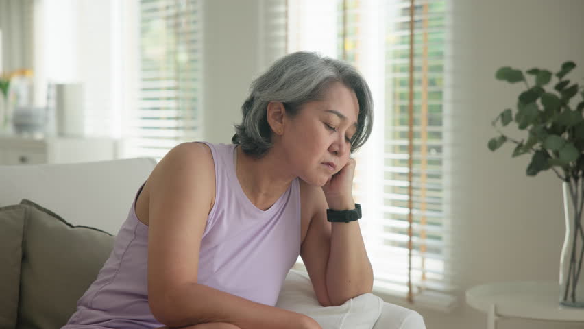 Longevity anti-aging medication for asia woman. Menopause awareness diagnosis.