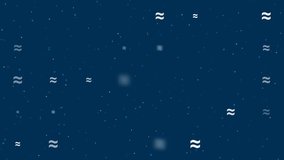 Template animation of evenly spaced approximately equal symbols of different sizes and opacity. Animation of transparency and size. Seamless looped 4k animation on dark blue background with stars - Powered by Shutterstock - Get 15% off with code: PIKWIZARD15