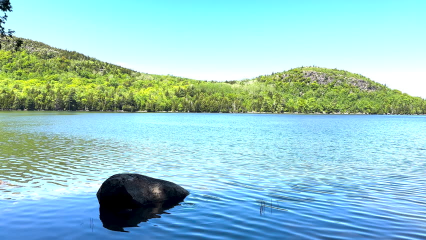 Single Rock on the Edge of Jordan Pond in Acadia National Park