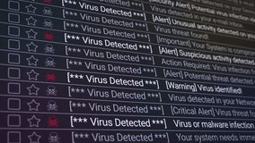 Video animation of a scrolling list in the internet browser with detected virus - seamless loop in close-up. - Powered by Shutterstock - Get 15% off with code: PIKWIZARD15