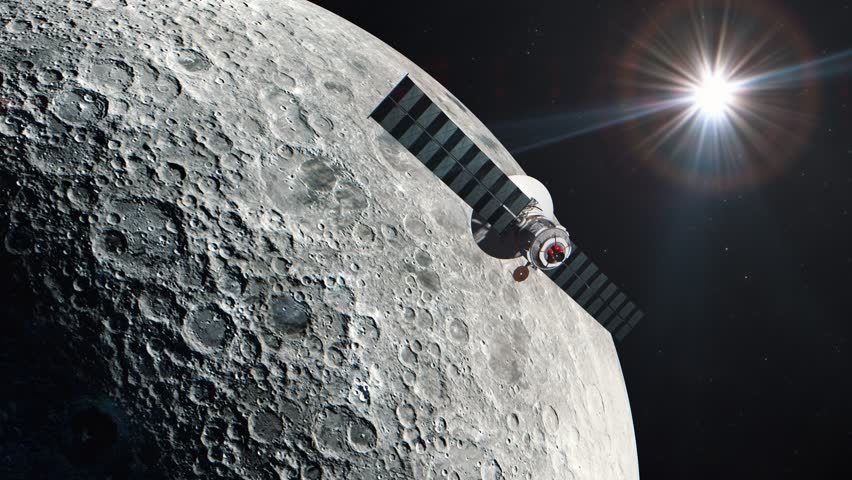 Future Space Mission Satellite in Orbit of The Moon
