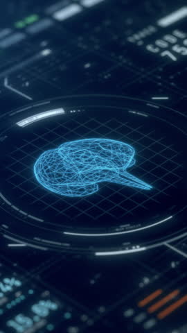 futuristic software interface for medical and scientific purpose, patient monitoring software, human brain scanner (3d software)