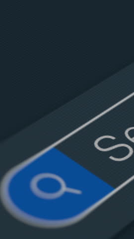 search bar animation, close-up of a computer screen, web browser search bar, dark theme (3d render)