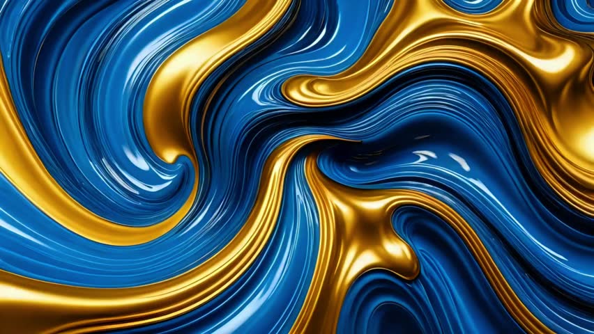 Luxurious abstract background with blue and gold liquid marble texture. Graphic design, presentation, background.