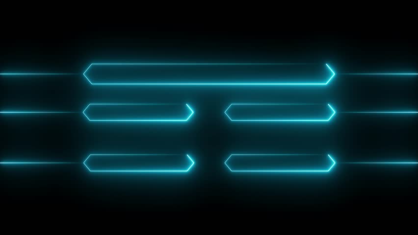 Neon quiz template animation on black background. Blue color choice quiz box animation