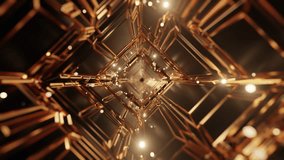Futuristic 3D-rendered tunnel featuring intricate golden geometric structures and glowing lights, creating a luxurious and elegant abstract background. - Powered by Shutterstock - Get 15% off with code: PIKWIZARD15