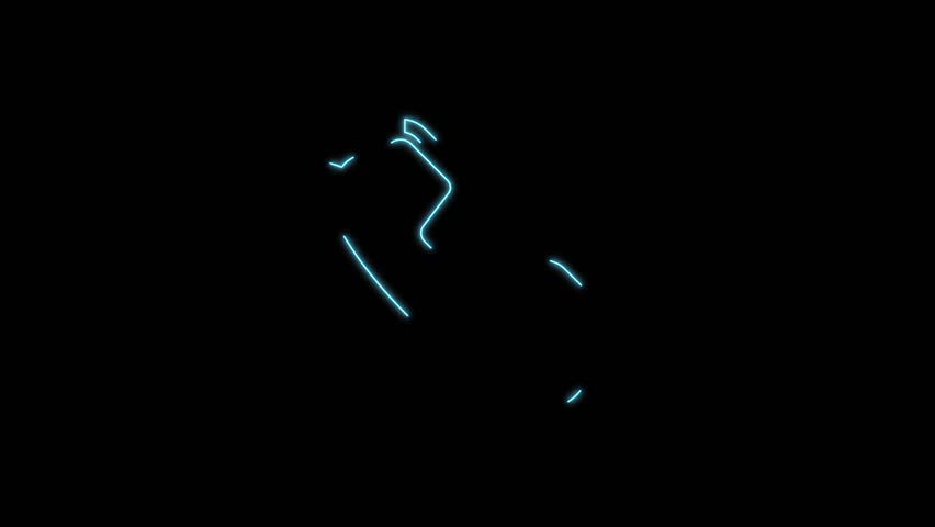 Phone icon motion animation, continuous seamless loop from 1 to 7 second mark, futuristic cyber technology look, neon laser lines on black background.