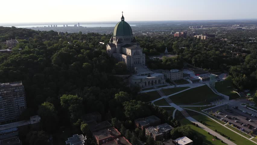 drone shot church st. josephs oratorium montreal canada