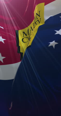 Flag of Marion County, Mississippi, United States. 4K Vertical. Loop