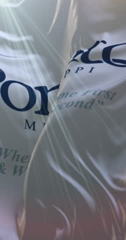 Pontotoc County Flag, Mississippi, United States. 4K Vertical. Loop