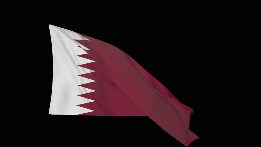 Qatar Flag animation on transparent background. 4K