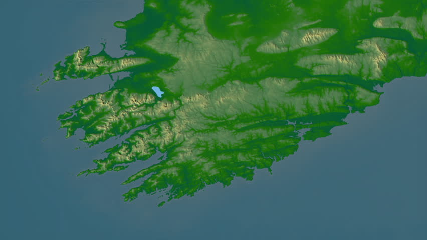 Cork region, Ireland, extruded. Physical map
