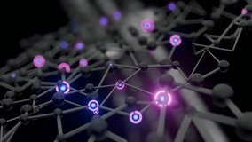 Futuristic Molecular Network Animation – Glowing Red Nodes and Metallic Spheres in an Infinite Loop – Sci-Fi, Nanotechnology, Blockchain, and Digital Connectivity Concept Video Background - Powered by Shutterstock - Get 15% off with code: PIKWIZARD15