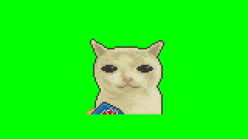 Cat eating chips, pixel art meme animation 