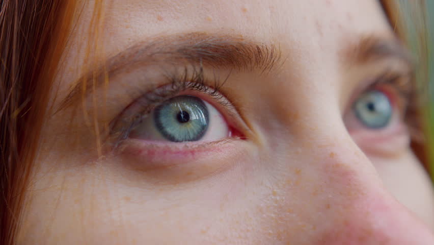 Close-up of eyes exploring a mystic forest.