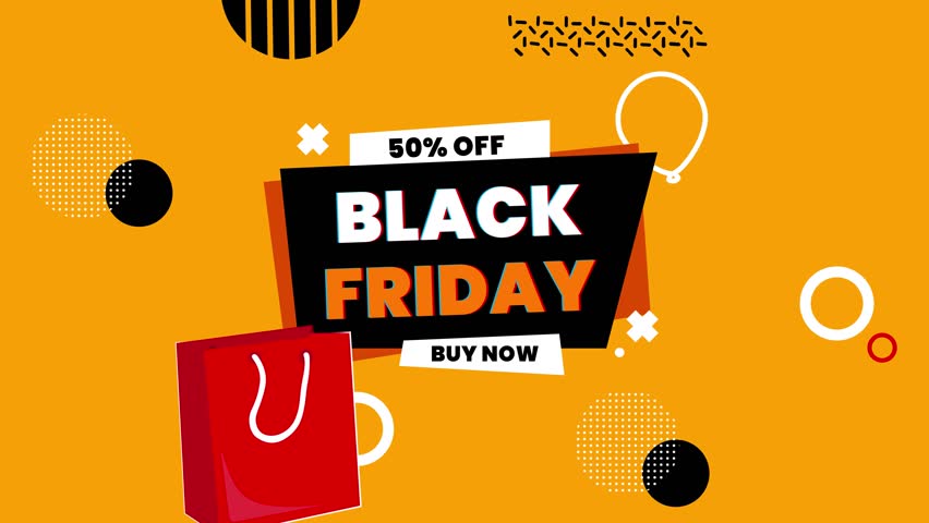 black friday text promotion motion graphic with yellow background
