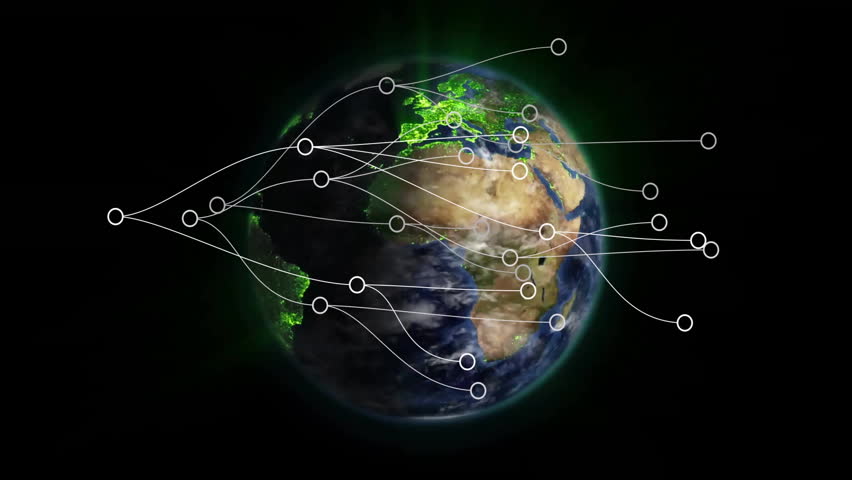 Animation of glowing green network connections encircling Earth, highlighting global communication. Technology, connectivity, digital, globalization, futuristic, cyberspace - Powered by Shutterstock - Get 15% off with code: PIKWIZARD15