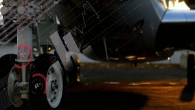 Close-up of aircraft engine with digital data animation overlay in background. Aerospace, engineering, technology, innovation, aviation, mechanics - Powered by Shutterstock - Get 15% off with code: PIKWIZARD15