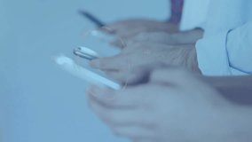 Digital interface with facial recognition animation over person using smartphone. Technology, innovation, biometric, security, identification - Powered by Shutterstock - Get 15% off with code: PIKWIZARD15