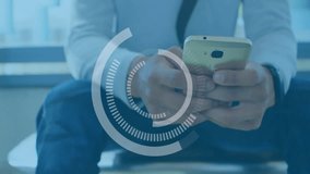 Using smartphone, person with digital data processing animation overlay in school. Technology, innovation, education, learning, interaction, connection - Powered by Shutterstock - Get 15% off with code: PIKWIZARD15