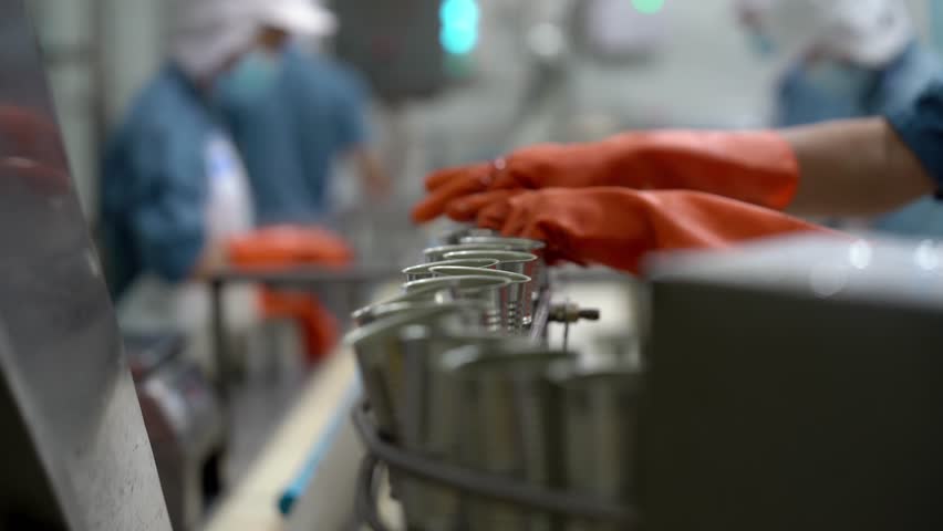 Food factory, canned fish, automatic production