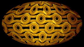 sphere created with golden bicycle chain rotates on dark background - Powered by Shutterstock - Get 15% off with code: PIKWIZARD15